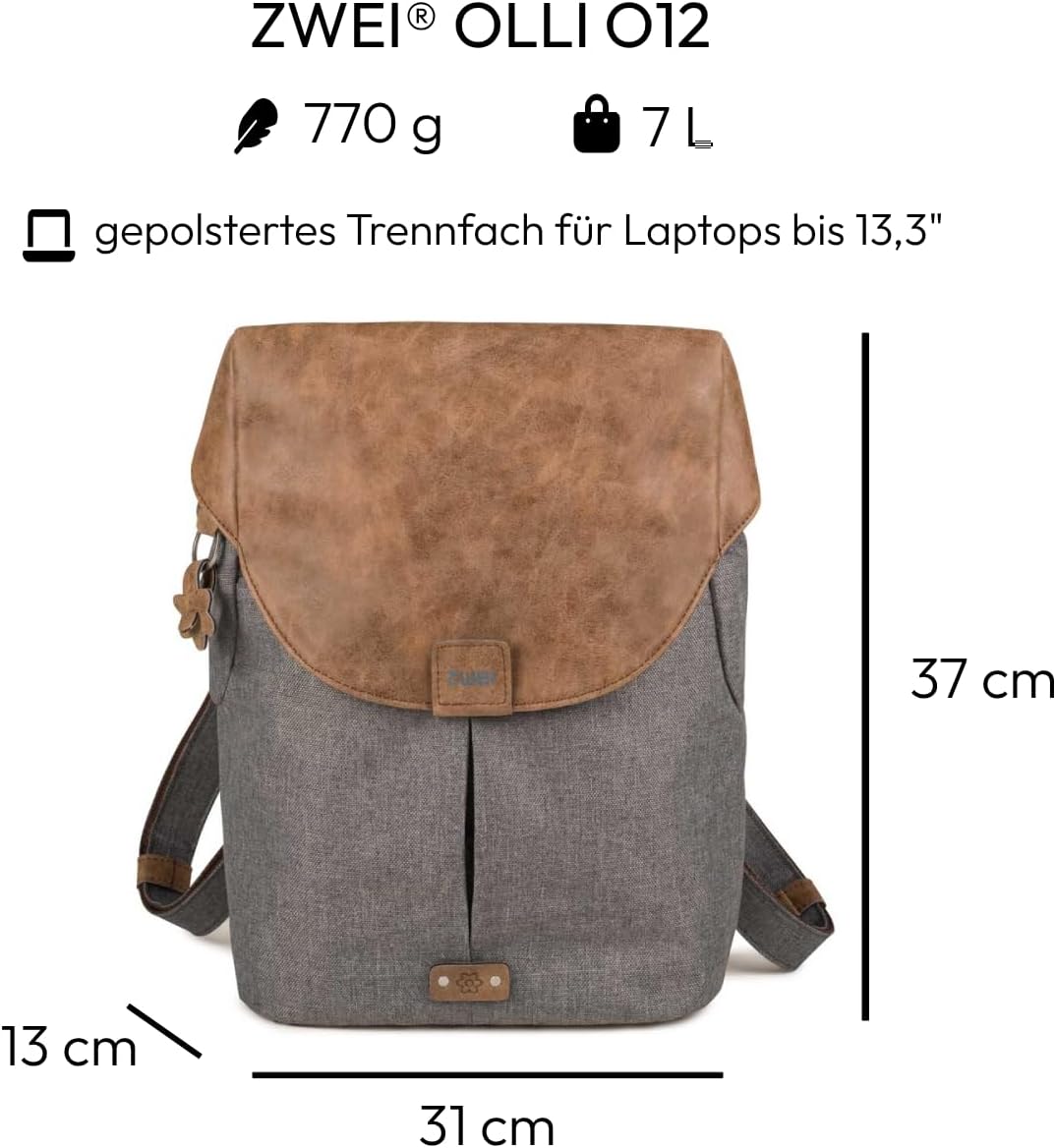 ZWEI OLLI Rucksack O12 stone, Stone