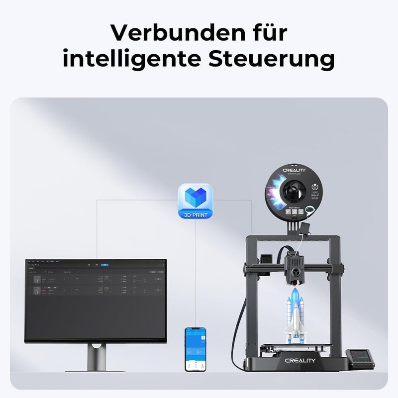 Creality Ender 3 V3 KE 3D Drucker, 500 mm/s Fast 3D Printer mit Auto-Nivellierung, dualer Kühlung Sm