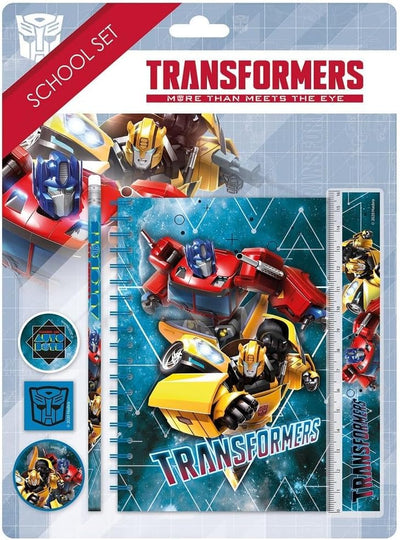 Familando Transformers Schulranzen-Set 16-TLG. mit Federmappe, Turnbeutel, Brotzeit-Dose, Trink-Flas