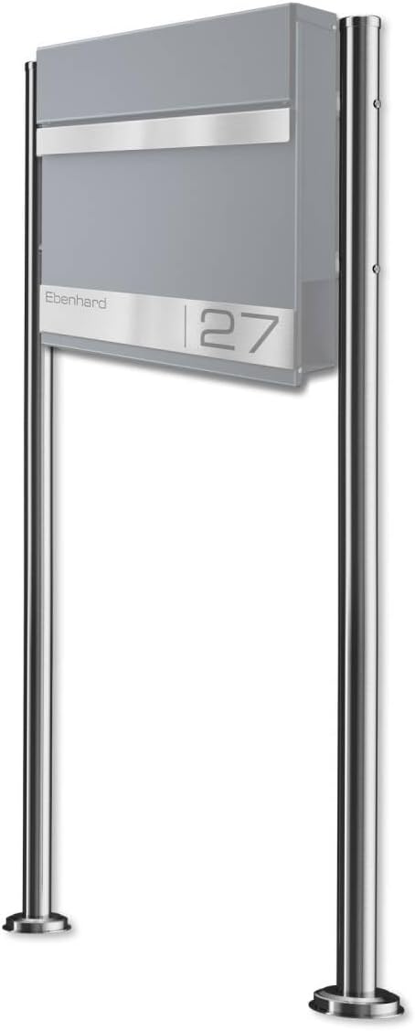 Metzler Briefkastenständer aus Edelstahl V2A | Freistehender Briefkasten Ständer 120 cm | Briefkaste