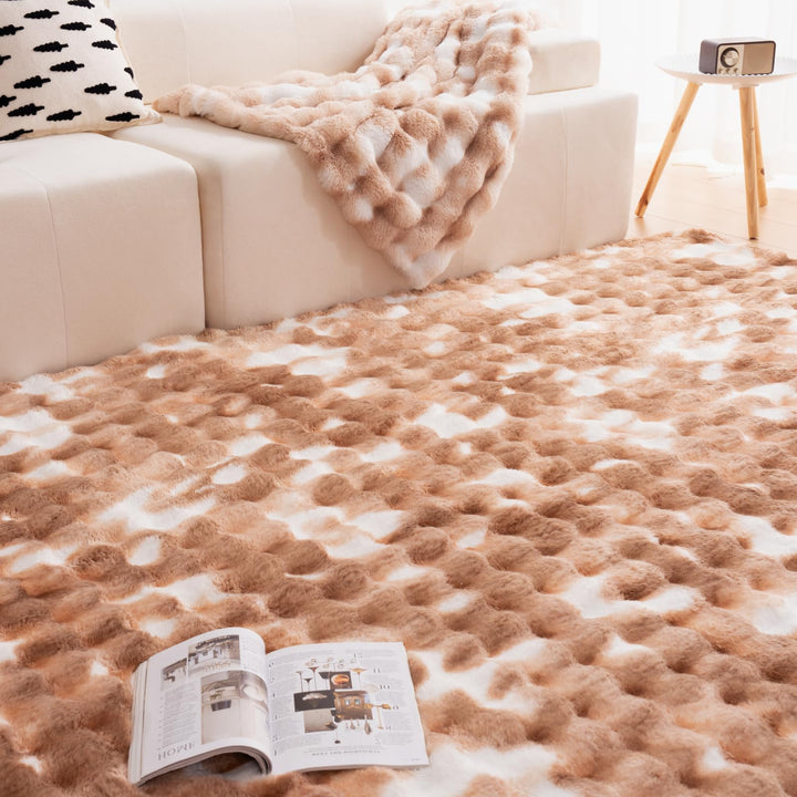 Vamcheer Flauschiger Wohnzimmer Teppiche Bubble- Superweicher Flanell-Wohnzimmerteppich Waschbarer,