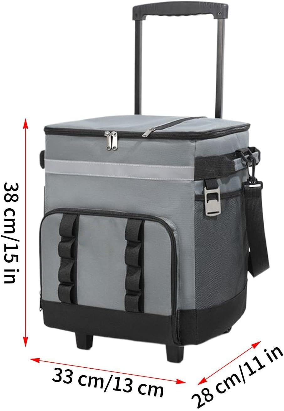 Robuste Kühltasche mit integrierten Rollen,mit Rädern & Griff, grosses Volumen - 35L Rollkühltasche