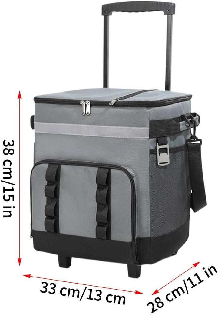 Robuste Kühltasche mit integrierten Rollen,mit Rädern & Griff, grosses Volumen - 35L Rollkühltasche
