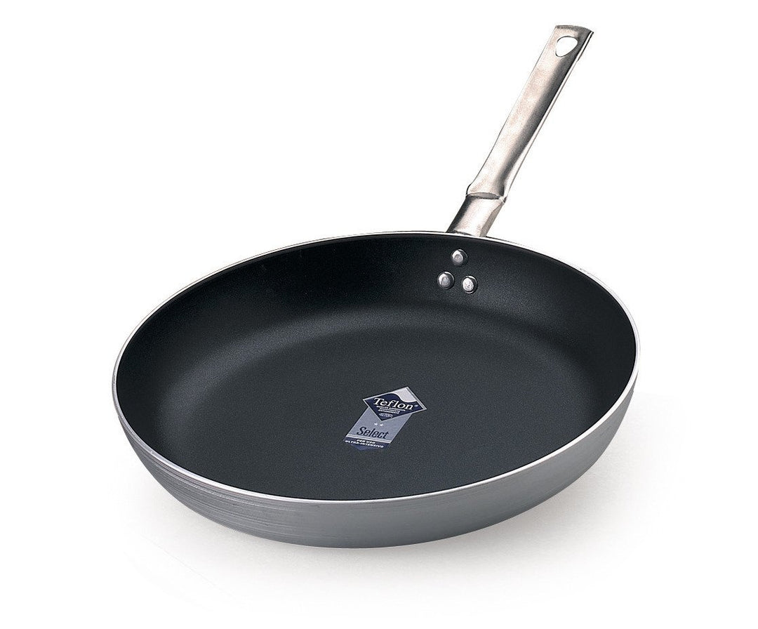 Pentole Agnelli Family Cooking Aluminium Flache Bratpfanne mit Griff, Metall, Silber/schwarz, 36 cm,