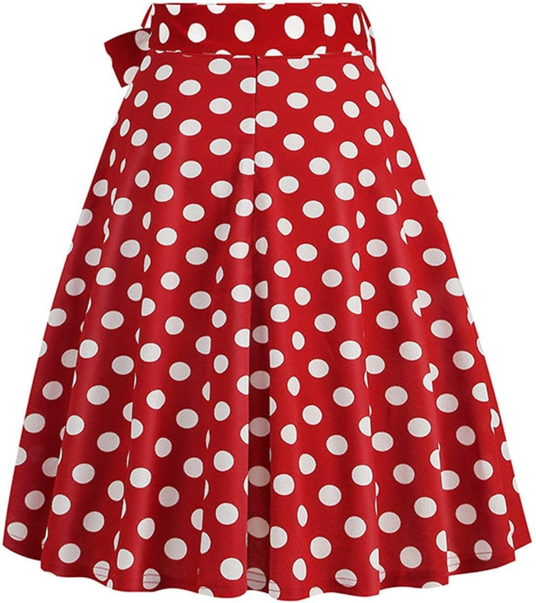 Dunkelblau Damen im französischen Retro-Stil, lässig, modisch, gepunktet, mit Gürtel Dalmatiner Kost