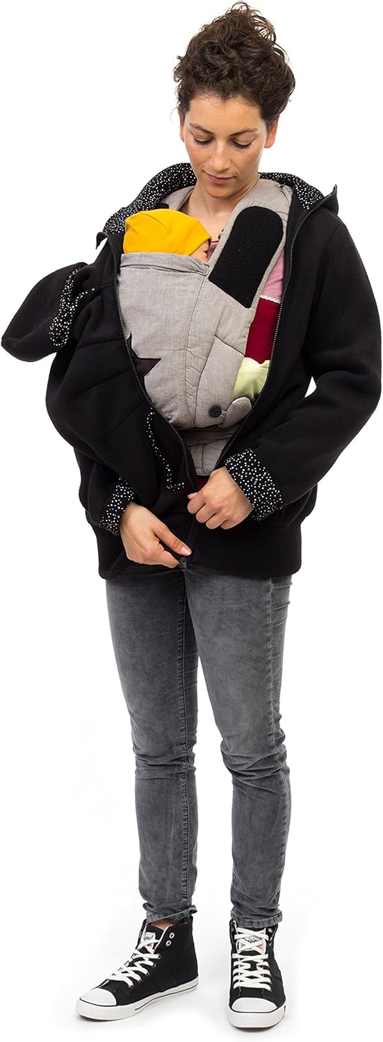 Viva la Mama Kängurujacke, Tragejacke für Baby aus Fleece - AHOI XL Schwarz /Kosmos, XL Schwarz /Kos