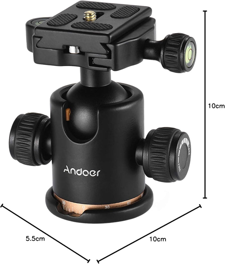 Andoer Mini Stativkopf Kugelkopf, Kamera Stativ Stativköpfe mit Schnellwechselplatte 1/4 zoll Schrau