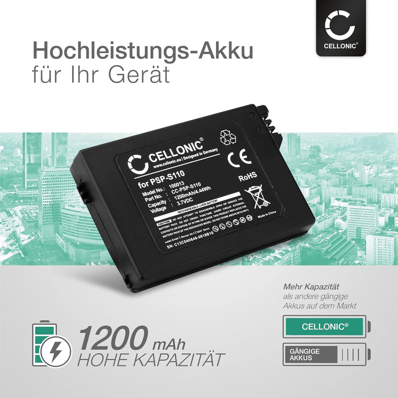 CELLONIC 2X Ersatz Akku PSP-S110 kompatibel mit Sony PSP Brite (3000/3001 / 3004) / PSP Slim & Lite