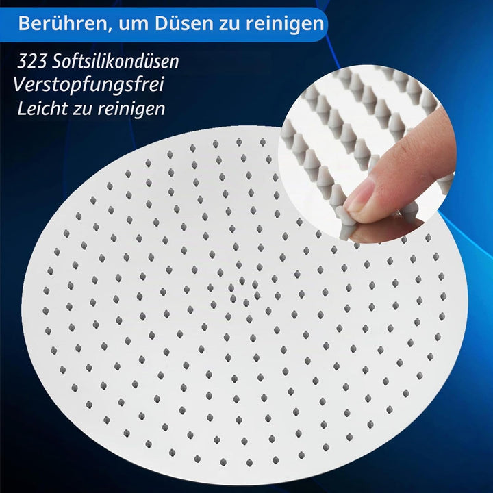 40.5cm Runden Regenbrause - Voolan Kreisförmiger Gross Hochdruck Duschkopf aus Edelstahl 304 - komfo