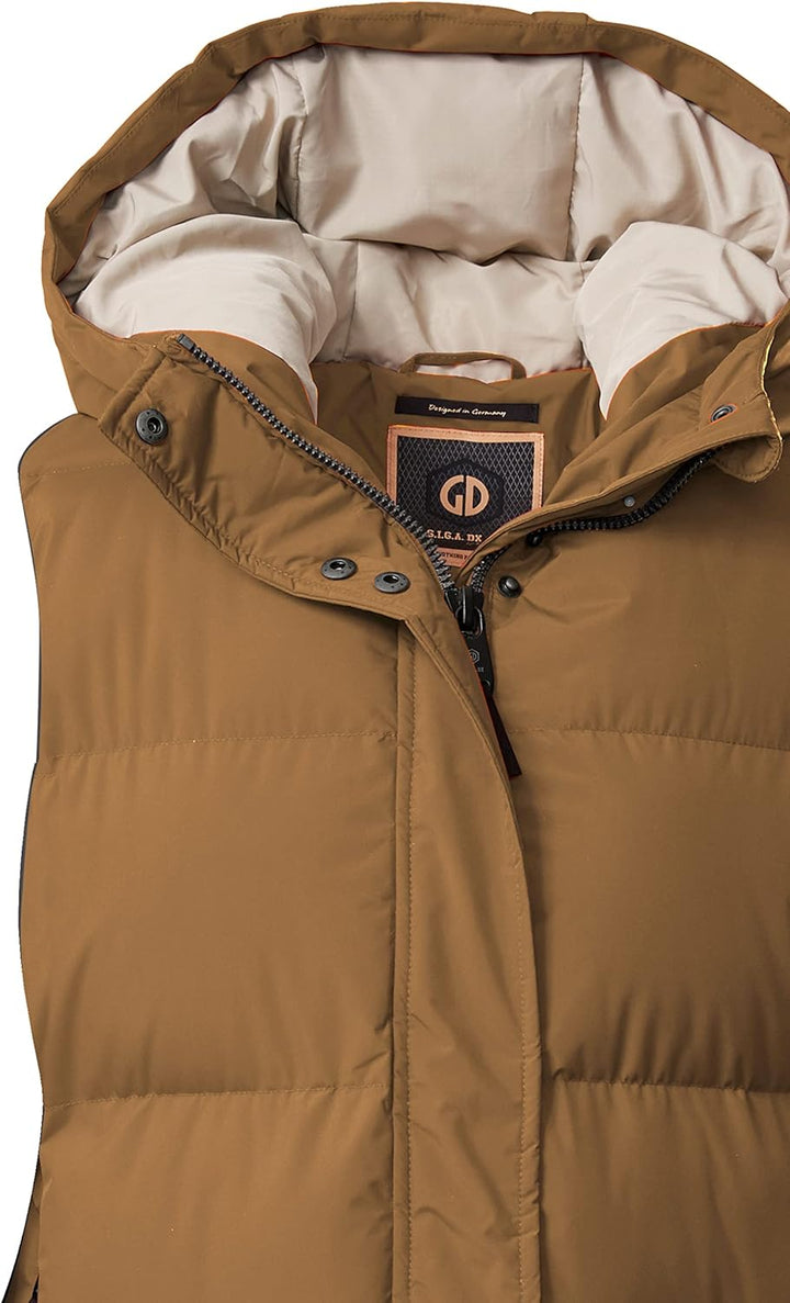 G.I.G.A. DX Damen Steppweste/Funktionsweste in Daunenoptik mit Kapuze 34 hellbraun, 34 hellbraun