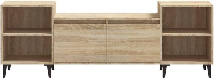 TV-Schrank Sonoma-Eiche 160 x 35 x 55 cm aus mehrschichtigem Holz und Metall – Regal unter TV mit Tü