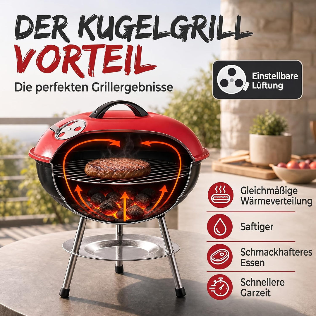Micro BBQ Campinggrill Kugelgrill Mini Grill; Kompakter Reise Holzkohle-Grill Tischgrill Edelstahl e