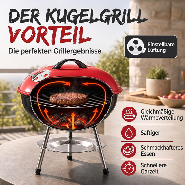 Micro BBQ Campinggrill Kugelgrill Mini Grill; Kompakter Reise Holzkohle-Grill Tischgrill Edelstahl e