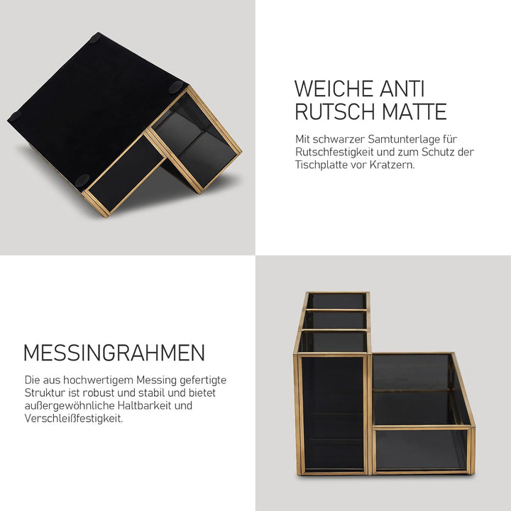 HARLIANGXY Make up Pinselhalter Schwarz - Multifunktional Make up Organizer für Kommode, Waschtischp