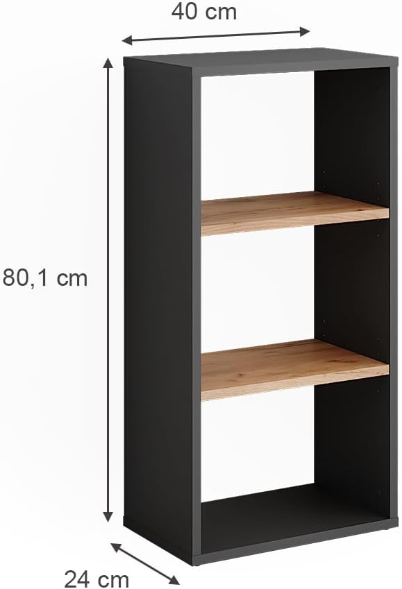 Vicco Standregal Orlando, Anthrazit/Goldkraft Eiche, 40 x 80.1 cm, mit verstellbaren Einlegeböden zu