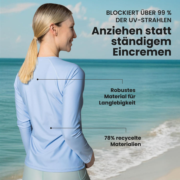 iQ-UV Sportshirt Damen Langarm – Elastisches UV Shirt für Damen für Wasser & Sport – Rash Guard mit