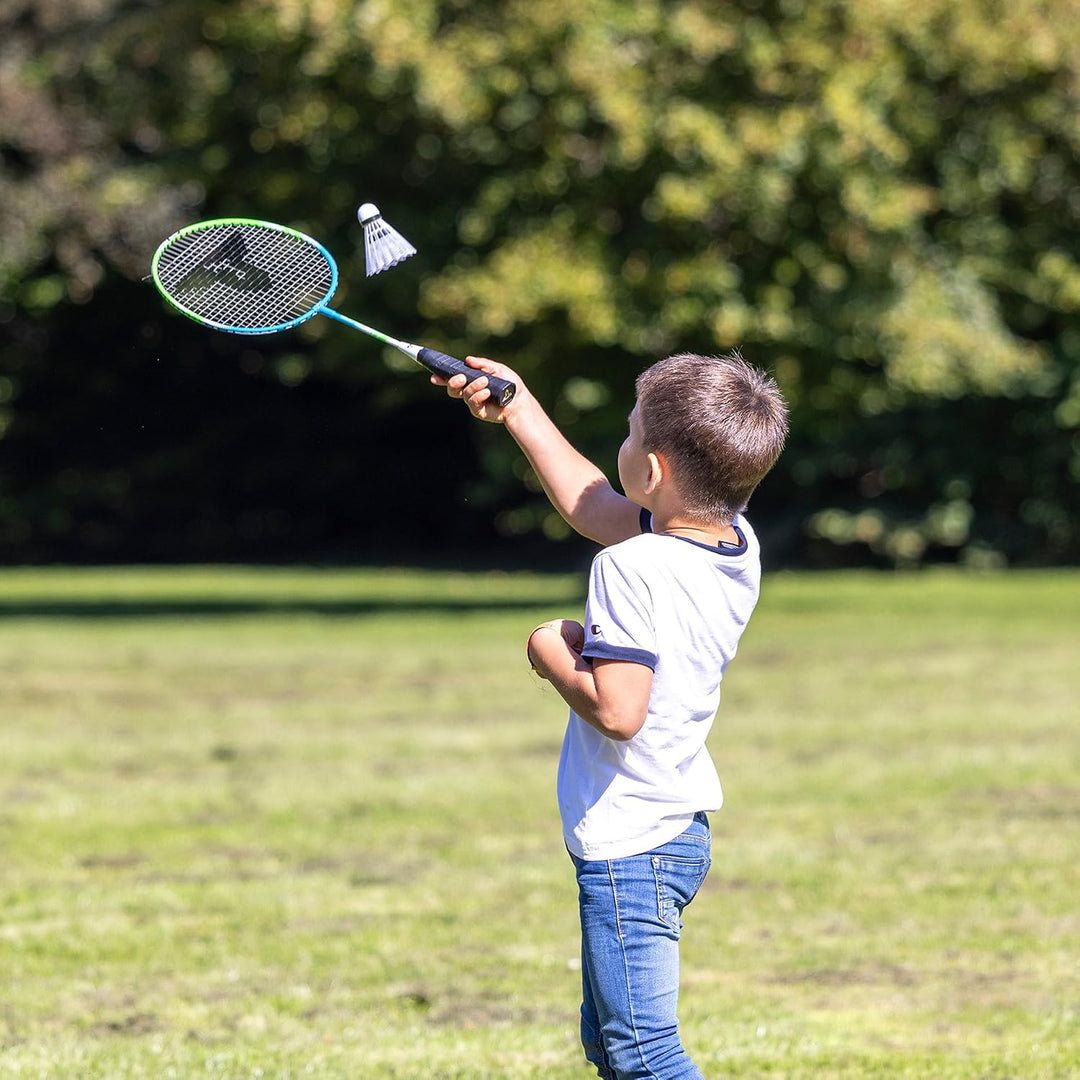 Talbot-Torro Kinder Badminton-Set 2-Attacker Junior, 2 verkürzte Schläger 53cm, 2 Federbälle, in wer