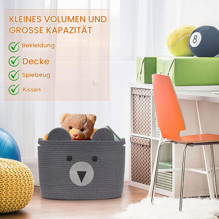 Aufbewahrungskorb Kinder aus Baumwolle für Spielzeug und Wäsche, Wäschekorb und Spielzeugkorb in ein
