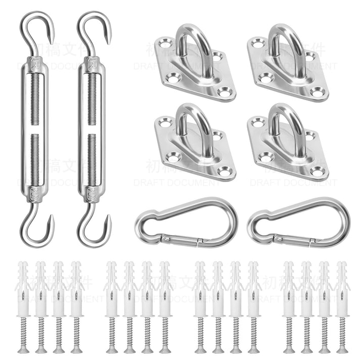 2 Stück M6 Befestigungsset Robustes Sonnensegel Edelstahl Hardware-Kit für Dreieck und Quadrat Recht