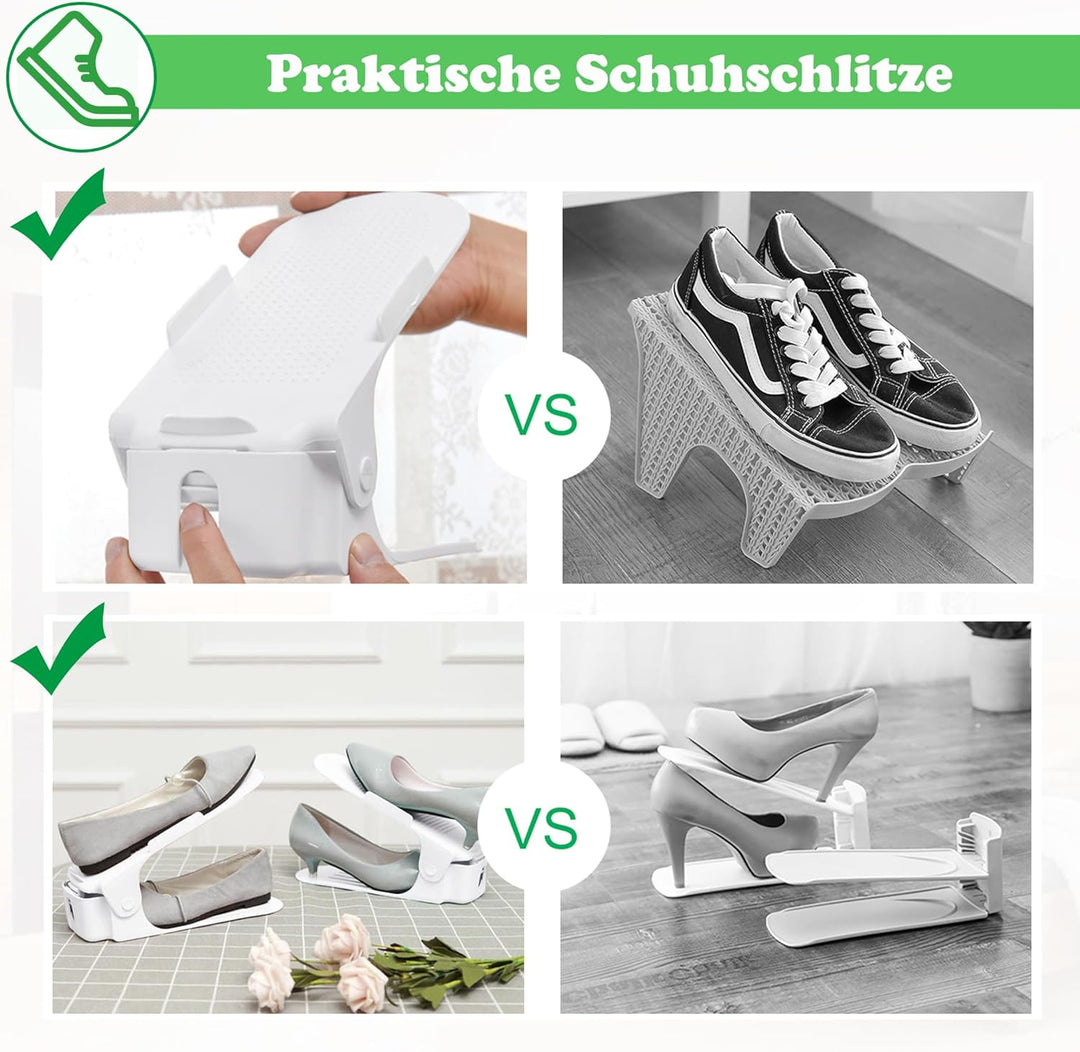 SUBTLETY Einstellbare Schuhstapler 30 Stück PP Schuhregale Höhenverstellbar Schuhorganizer Rutschfes