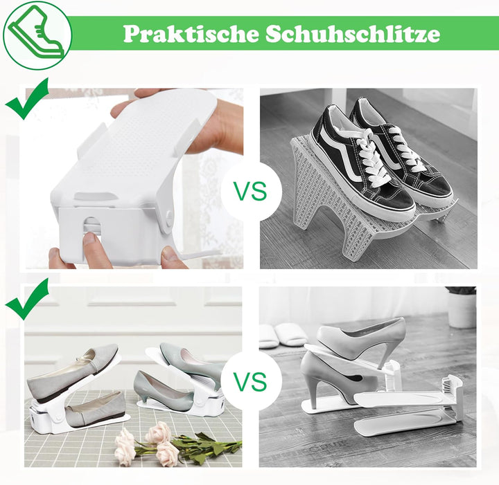 SUBTLETY Einstellbare Schuhstapler 30 Stück PP Schuhregale Höhenverstellbar Schuhorganizer Rutschfes