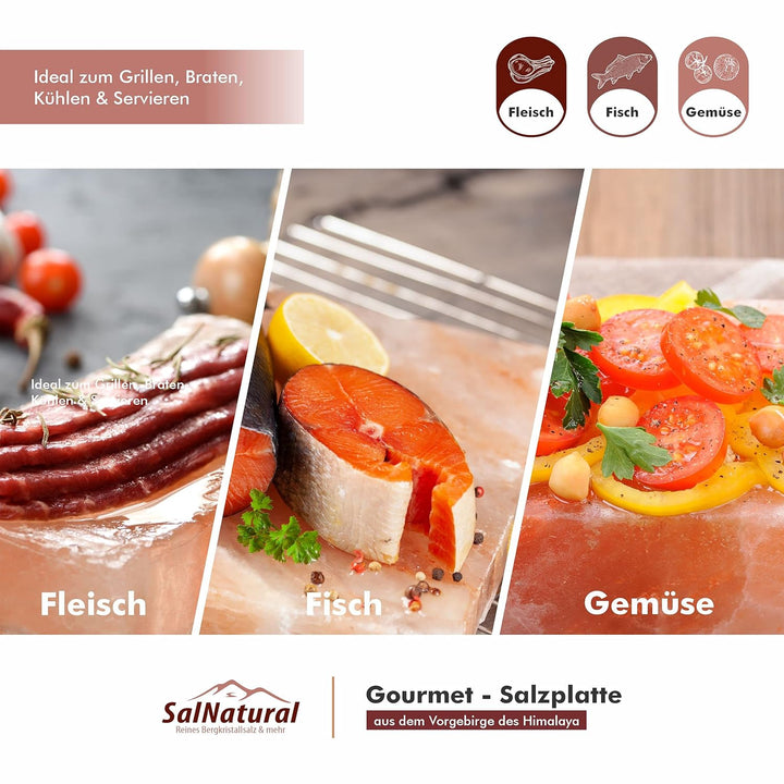 SalNatural Gourmet Salz Grillsteine 20x10x2,5cm (2er Pack) Original Kristallsalz aus dem Vorgebirge