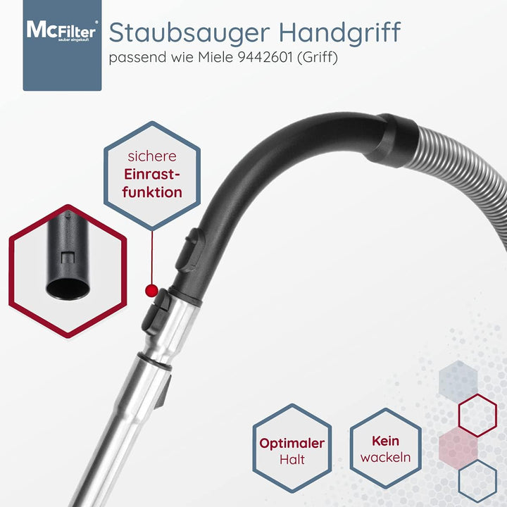 McFilter I Handgriff kompatibel mit Miele Staubsauger, Griffrohr mit Ø 35mm und Saugkraftregulierung