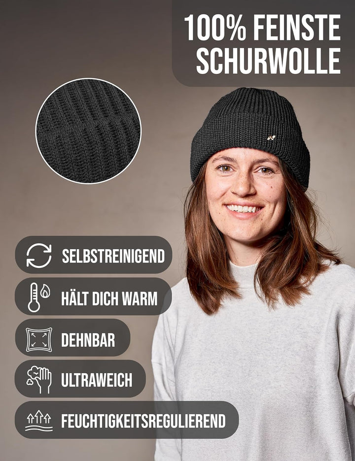 Troyer Mütze Damen & Herren - Made in Germany - Fisherman Beanie aus 100% feinster Schurwolle I Wint