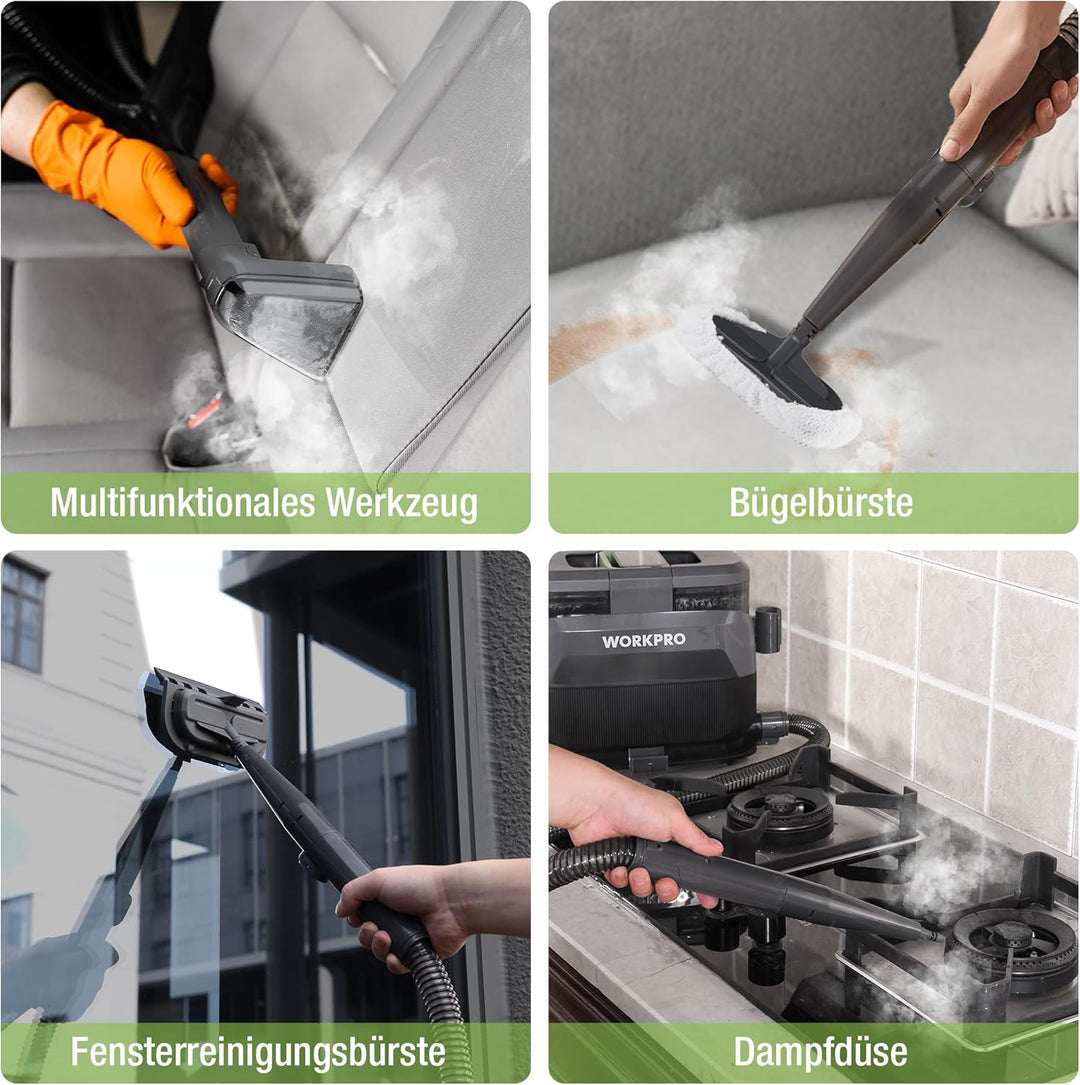 WORKPRO Teppichreiniger Waschsauger, 16 kPa Sofareiniger Waschsauger Polsterreiniger mit 4 Reinigung