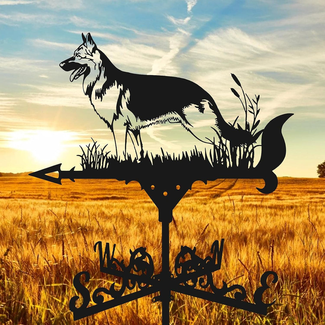 Wetterfahne aus Metall, 23,4313,39 cm, niedlicher Hund, Retro-Eisen, Wetterfahne für Gartendekoratio