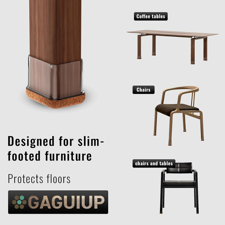 Stuhlbeinkappen rechteckige, Bodenschoner für Stühle, Schutzkappen für Stuhlbeine mit Filz,Silikon S