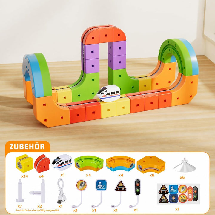 Umikk Clickrail Electric Train Set Flexible Race Track, Magic Rail Block, Magic Rail Block mit Schwe