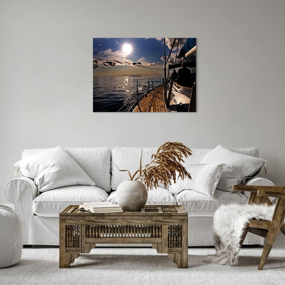 Bilder auf Leinwand Kroatien Yacht Segeln Segelboot Leinwandbild 70x50cm Wandbilder Dekoration Wohnz