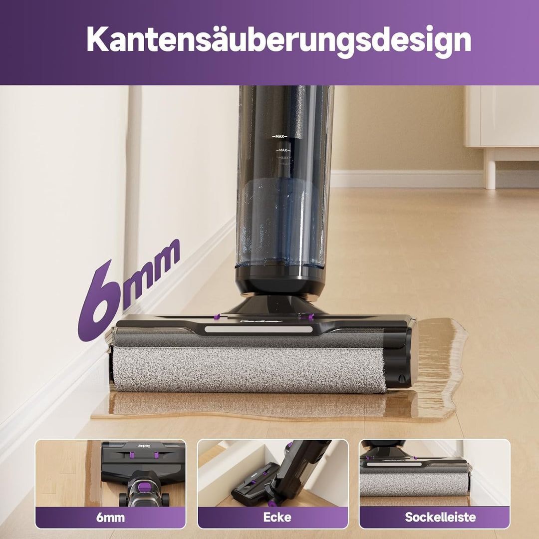Redkey W15 Nass Trockensauger Akku,Selbstreinigender Mopp-Staubsauger,Kantenreinigung 6 mm,Dual-Wass