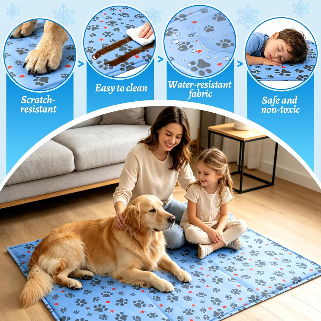 Kühlmatte Hund 90 x 60 cm, Kühlmatte für Hunde &amp; Katzen Faltbare, Kühldecke für Haustiere Leicht Rei