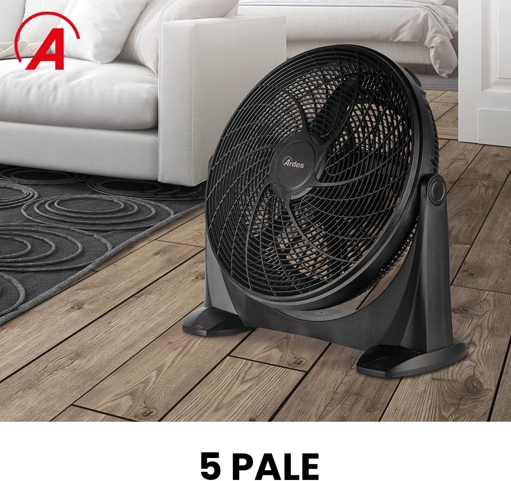 ARDES - AR5A51 Leiser Bodenventilator 5 FLÜGEL SPACE 51 - Bodenventilator ganz in Schwarz mit vertik