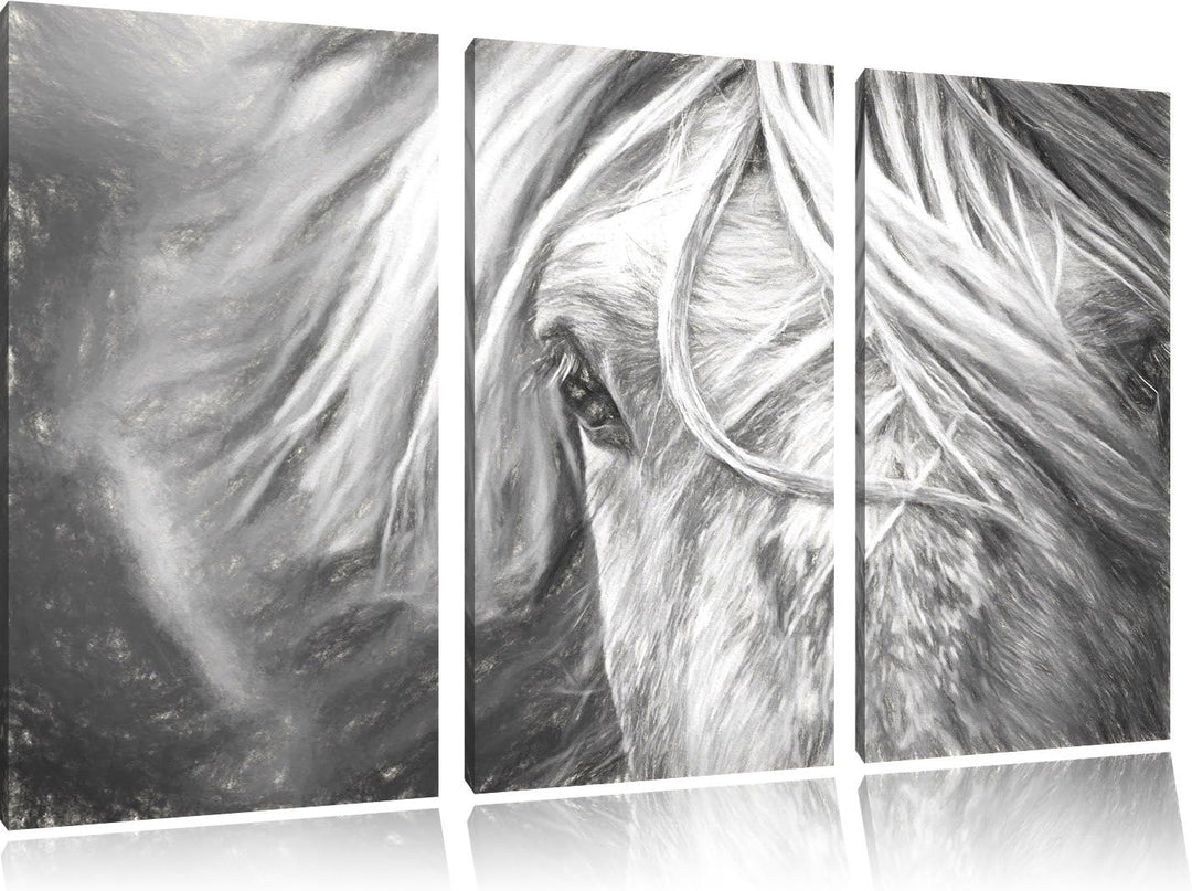 Pixxprint Islandpony in den Westfjorden als Leinwandbild/Grösse: 3 Teilig (120x80) cm/Wandbild/Kunst