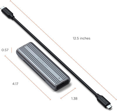 SATECHI USB-C Aluminiumgehäuse ohne Werkzeug für M.2 PCIE NVME und SATA SSD – Unterstützt USB 3.2 Ge