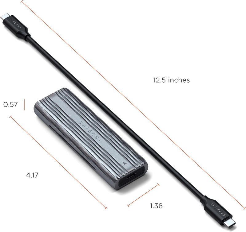 SATECHI USB-C Aluminiumgehäuse ohne Werkzeug für M.2 PCIE NVME und SATA SSD – Unterstützt USB 3.2 Ge