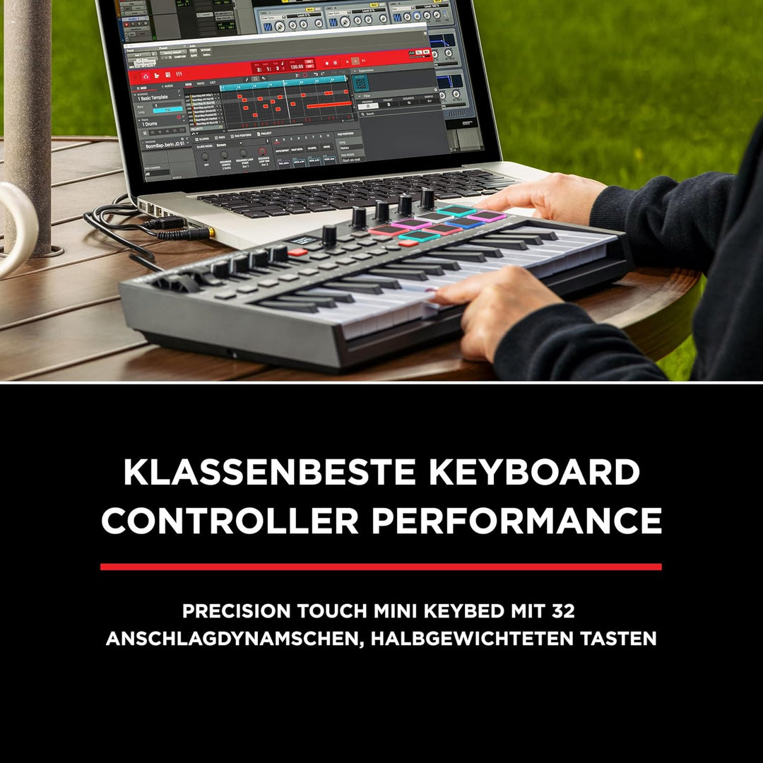 M-Audio Oxygen Pro Mini – 32-Tasten USB MIDI Keyboard Controller mit Beat Pads, MIDI-zuweisbaren Reg