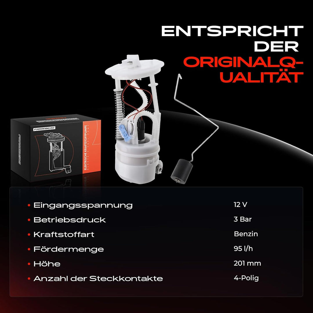 Frankberg Kraftstoffpumpe Benzinpumpe Kraftstoff-Fördereinheit Modul Satz ohne Drucksensor 4-Polig K