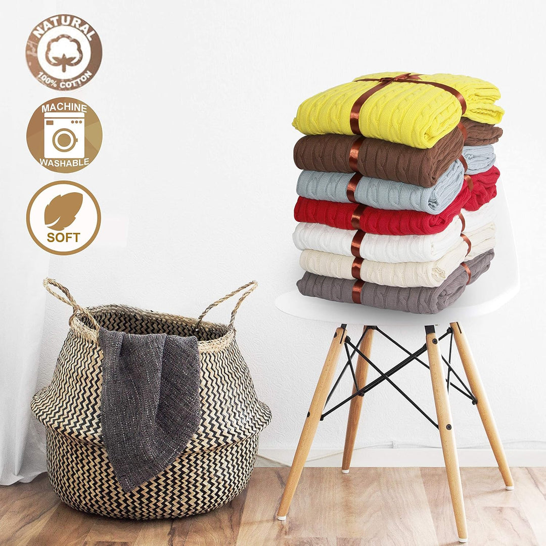 OROOTL Kuscheldecke Strickdecke 100% Baumwolle Weich Sofadecke 130x180cm Schlafdecke für weiches Sof
