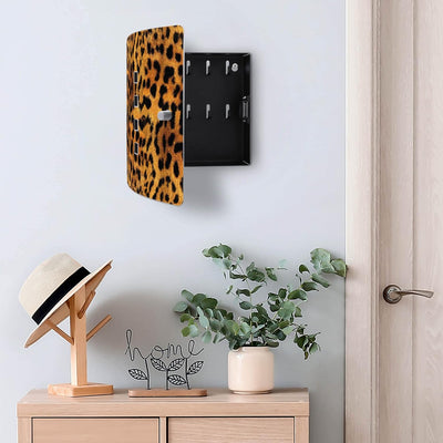 banjado® Design Schlüsselkasten aus Edelstahl mit Motiv Leopard für 10 Schlüssel - Schlüsselschrank