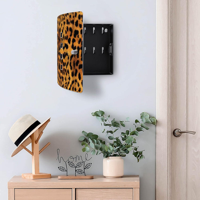 banjado® Design Schlüsselkasten aus Edelstahl mit Motiv Leopard für 10 Schlüssel - Schlüsselschrank