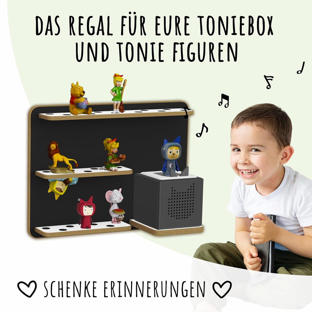 Regal für Toniebox, Wandregal für Tonie Figuren, Aufbewahrung für Tonies, Halterung für Toniebox (Be