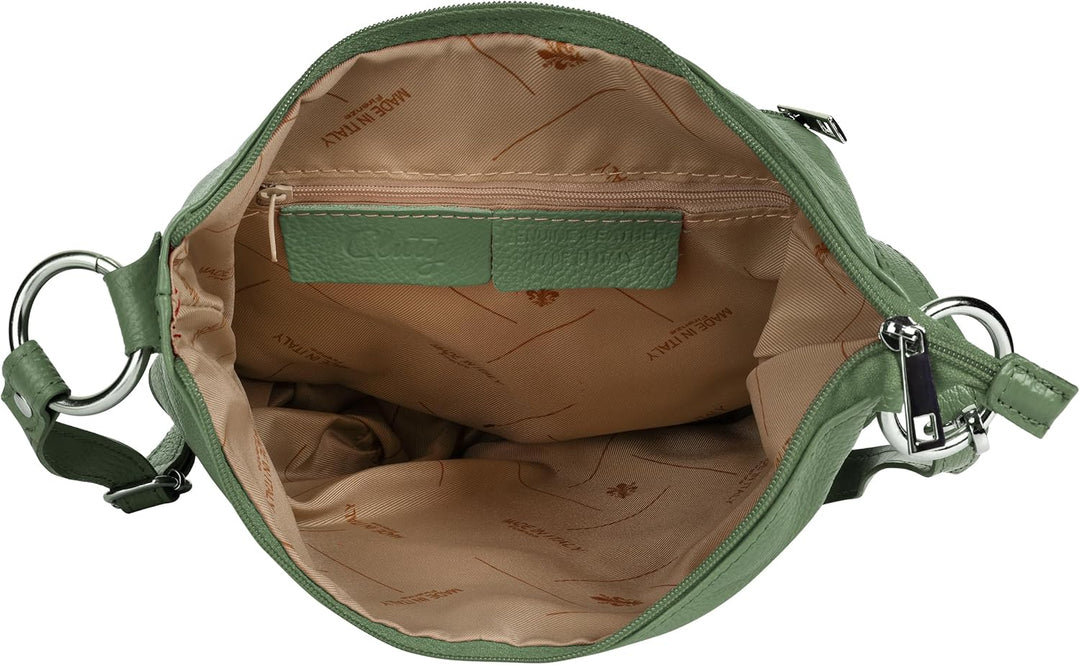 Umhängetasche Echt Leder Damen Made in Italy, Handtasche, Schultertasche, Crossbody Bag aus Leder 02