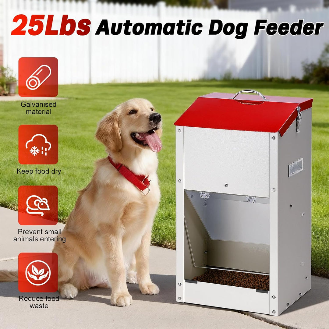 Futterautomat für grosse Hunde, 11 kg Automatischer Hundefutterspender für drinnen und draussen Gros