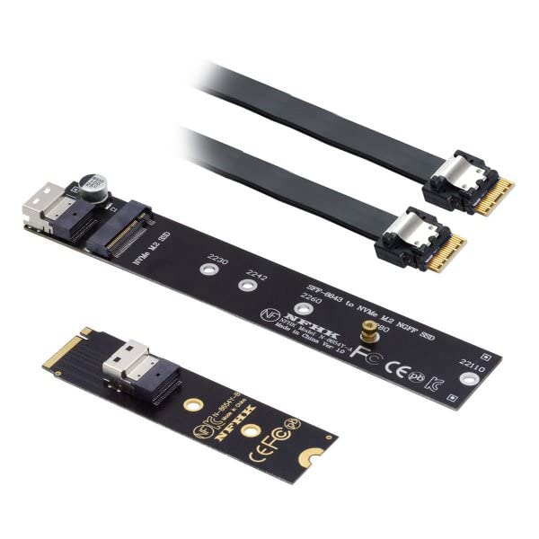 System-S SFF-8654 Adapter NGFF M-Key 40 cm NVME Kabel Stecker zu Buchse für Mainboard SSD