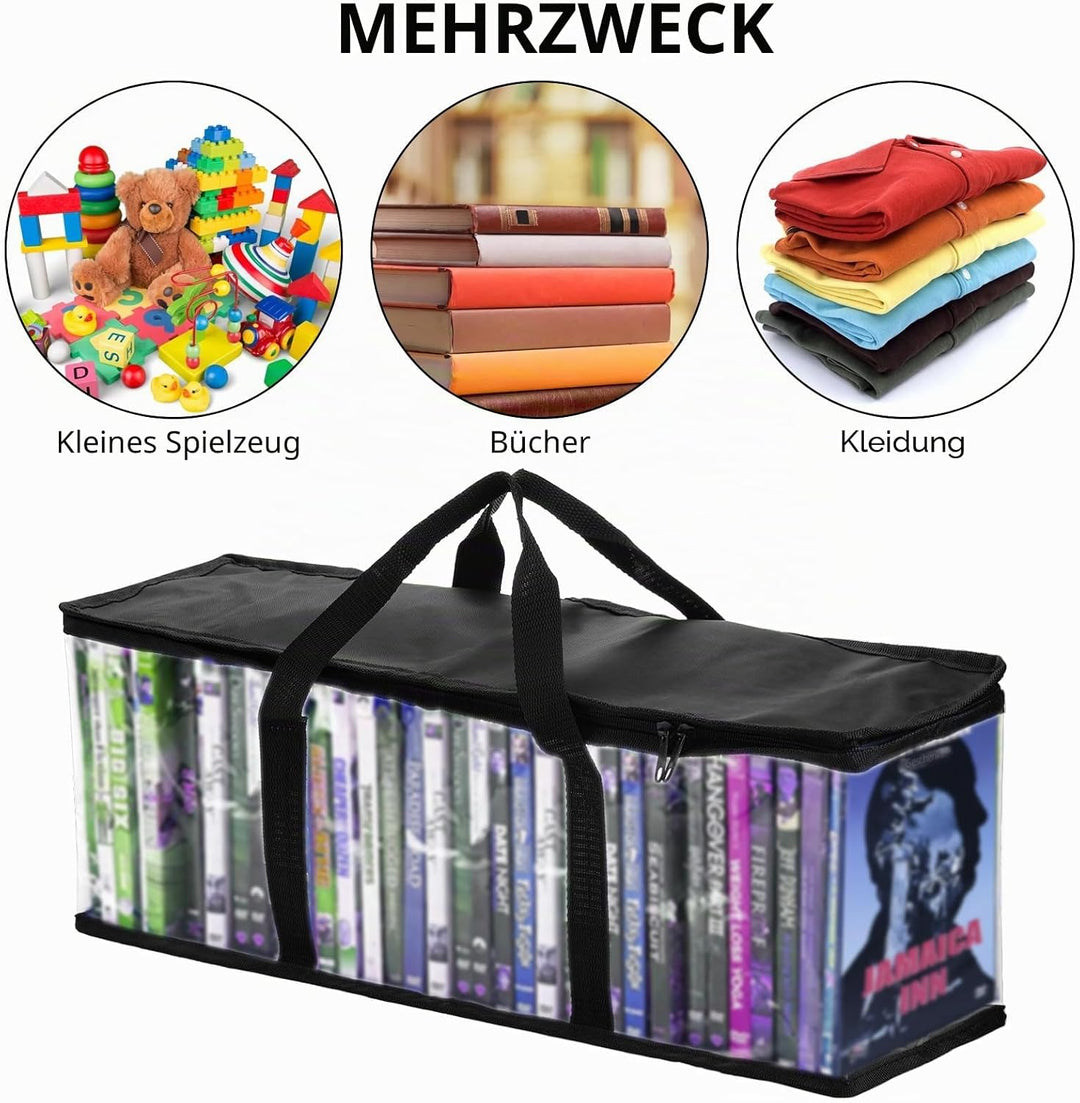 Fasmov Set mit 4 DVD-Aufbewahrungstaschen für bis zu 160 DVDs (40 Stück pro Tasche) Schwarz, Schwarz