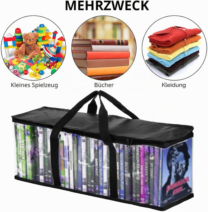Fasmov Set mit 4 DVD-Aufbewahrungstaschen für bis zu 160 DVDs (40 Stück pro Tasche) Schwarz, Schwarz